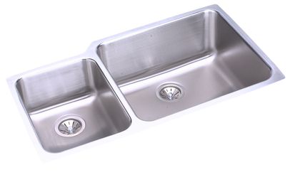 Elkay ELUH3520L Gourmet Double Bowl Kitchen Sink - Stainless Steel (Small Bowl on Left)