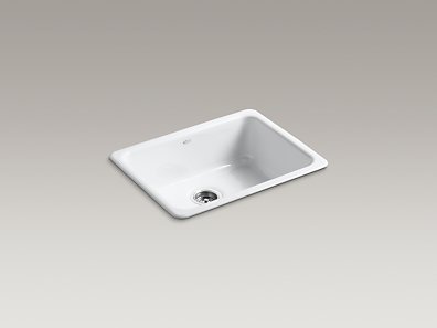 K-6585-0 Kohler Iron/Tones Self-Rimming or Undercounter Single Bowl Kitchen Sink - White