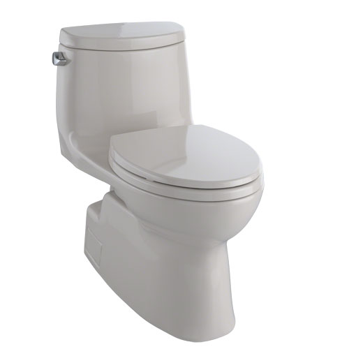 Toto MS614114CEFG#12 Carlyle II One-Piece Elongated 1.28 GPF Universal Height Skirted Toilet with CeFiONtect - Sedona Beige
